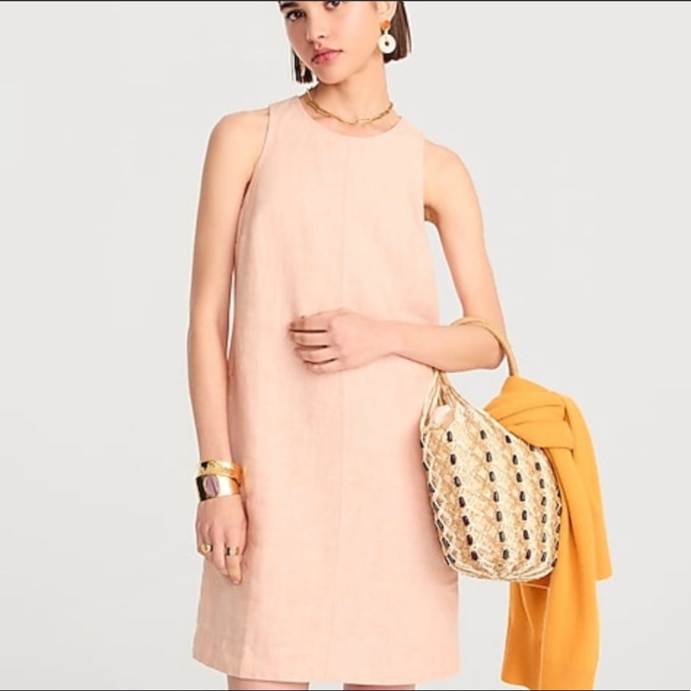 Jcrew linen button back shift dress